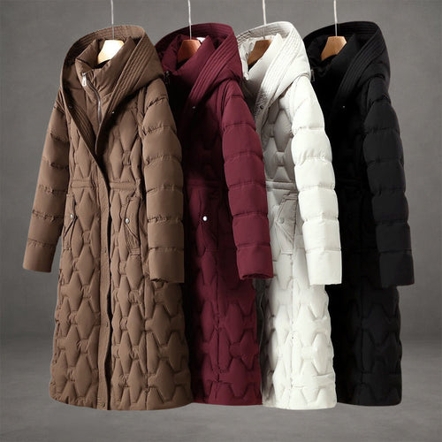 Echoarchiv | Kapuzen Maxi Puffer Mantel Steppmantel mit Knopfleiste