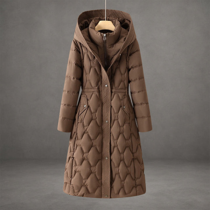Echoarchiv | Kapuzen Maxi Puffer Mantel Steppmantel mit Knopfleiste