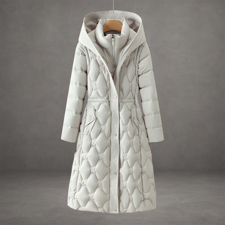 Echoarchiv | Kapuzen Maxi Puffer Mantel Steppmantel mit Knopfleiste