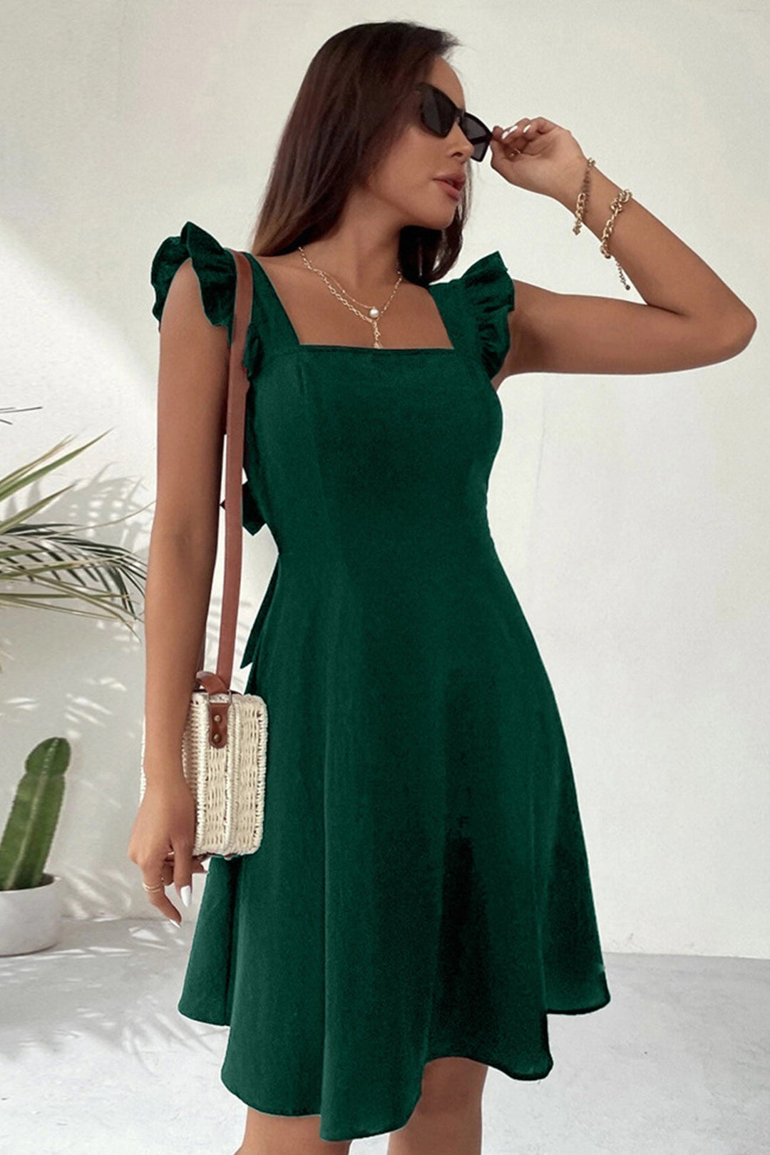 Echoarchiv | Rüschen Mini Kleid mit Rückenschnürung