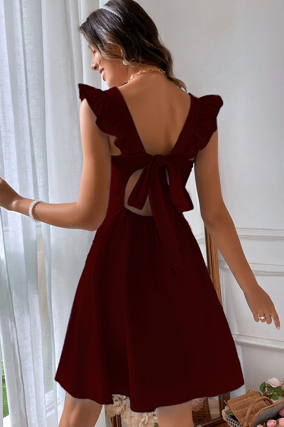 Echoarchiv | Rüschen Mini Kleid mit Rückenschnürung