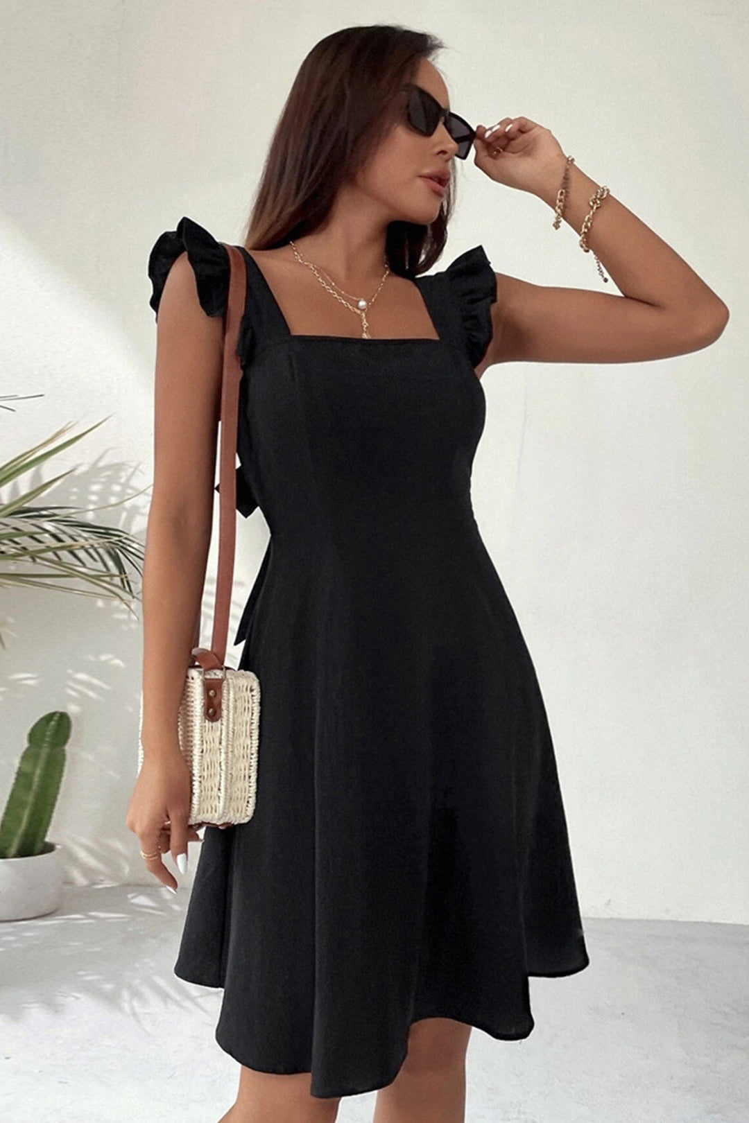Echoarchiv | Rüschen Mini Kleid mit Rückenschnürung