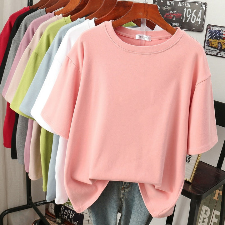 Echoarchiv | Oversized Baumwoll-Basic-T-Shirt für Damen