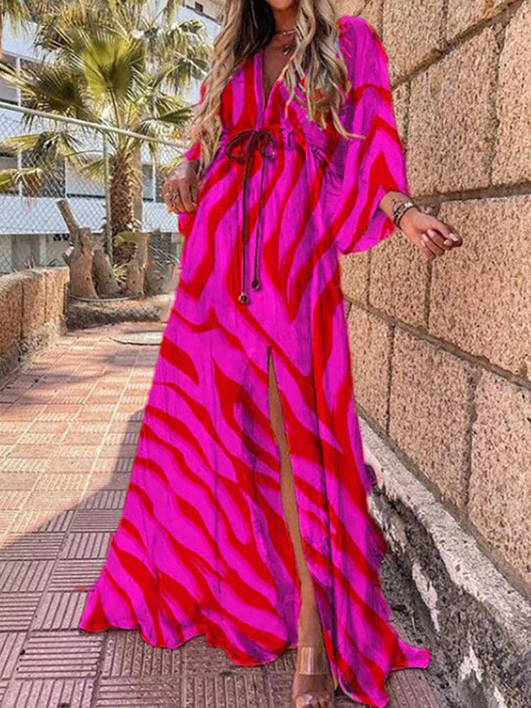 Echoarchiv | Elegnat Bedrucktes Beach Cover Up Kleid