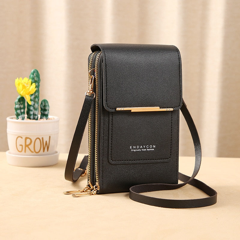 Echoarchiv | Leder Smartphone Clutch Damen Handtasche mit Touchscreen-Fenster