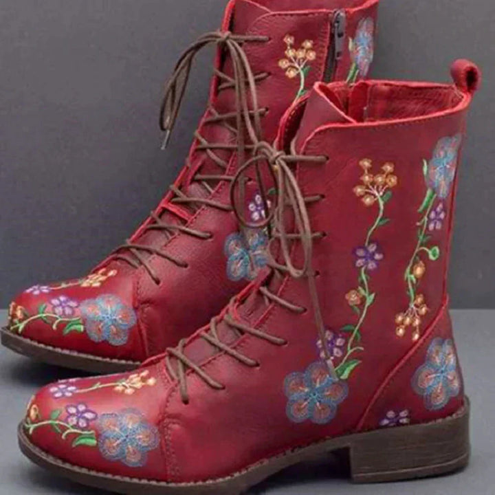 Retro-Stiefel mit Ethnischer Stickerei – Lioré