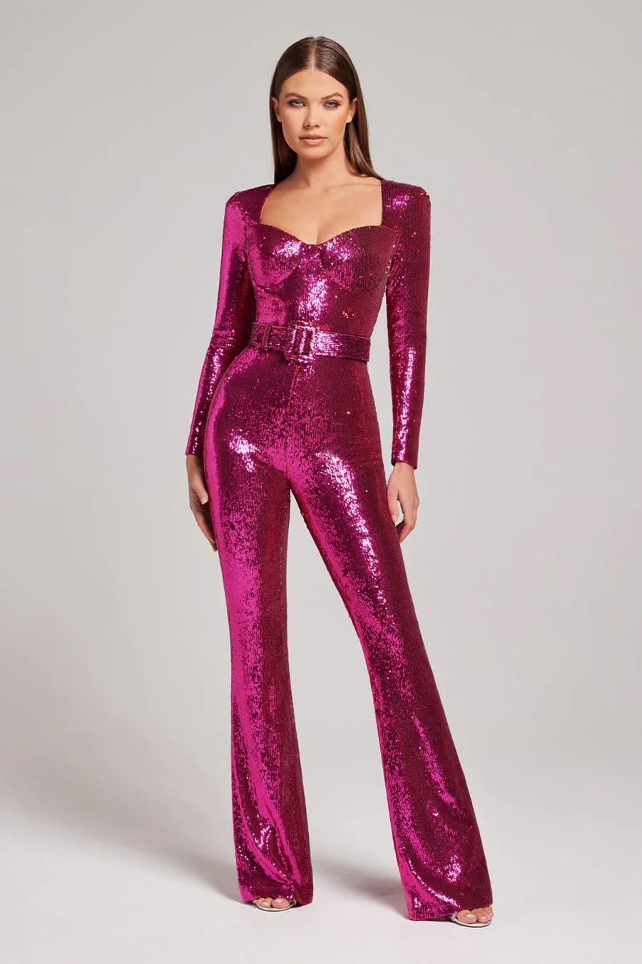 Pailletten Langarm Jumpsuit – Solévia