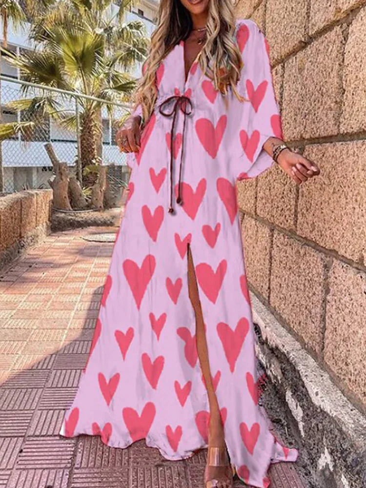 Echoarchiv | Elegnat Bedrucktes Beach Cover Up Kleid