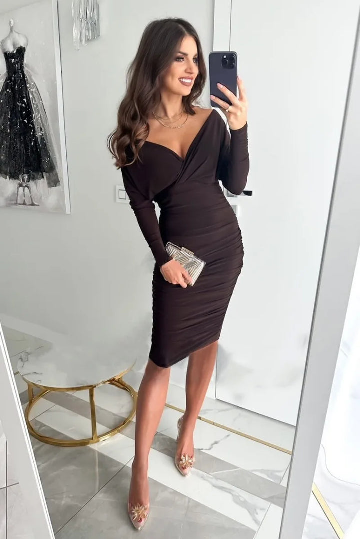 Echoarchiv | V-Ausschnitt Langärmelig Party-Kleid