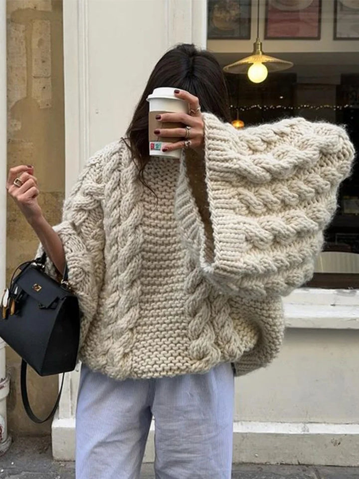 Echoarchiv | Oversized Gestickter Weicher Pullover