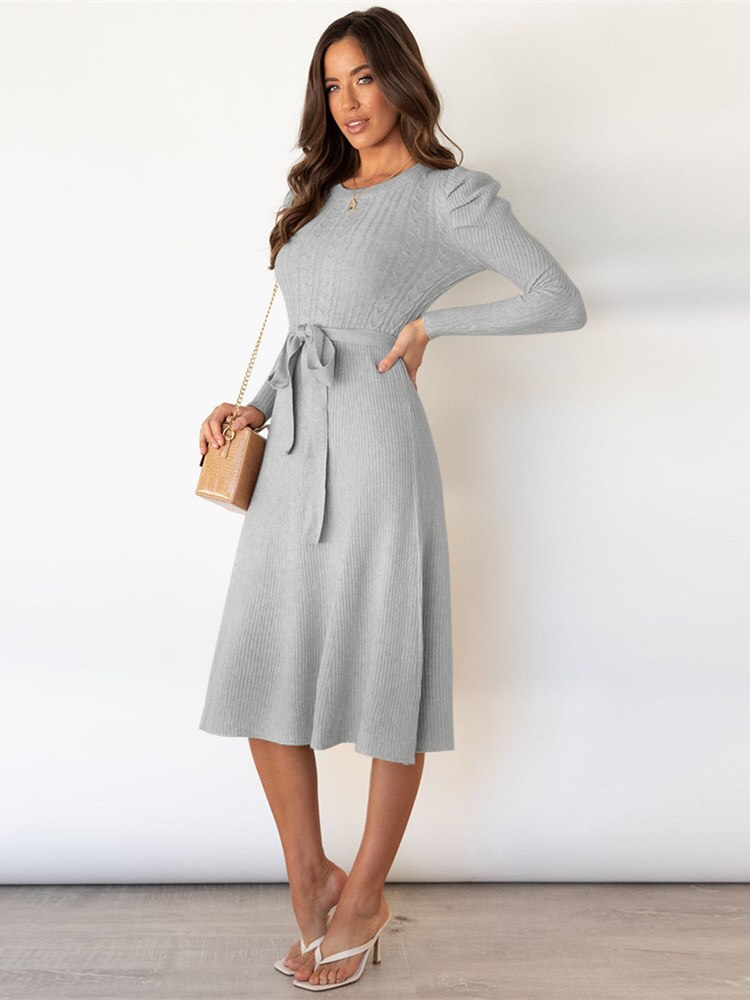 Strickkleid mit langen Ärmeln - 2024 Neuer Trend – Valéora