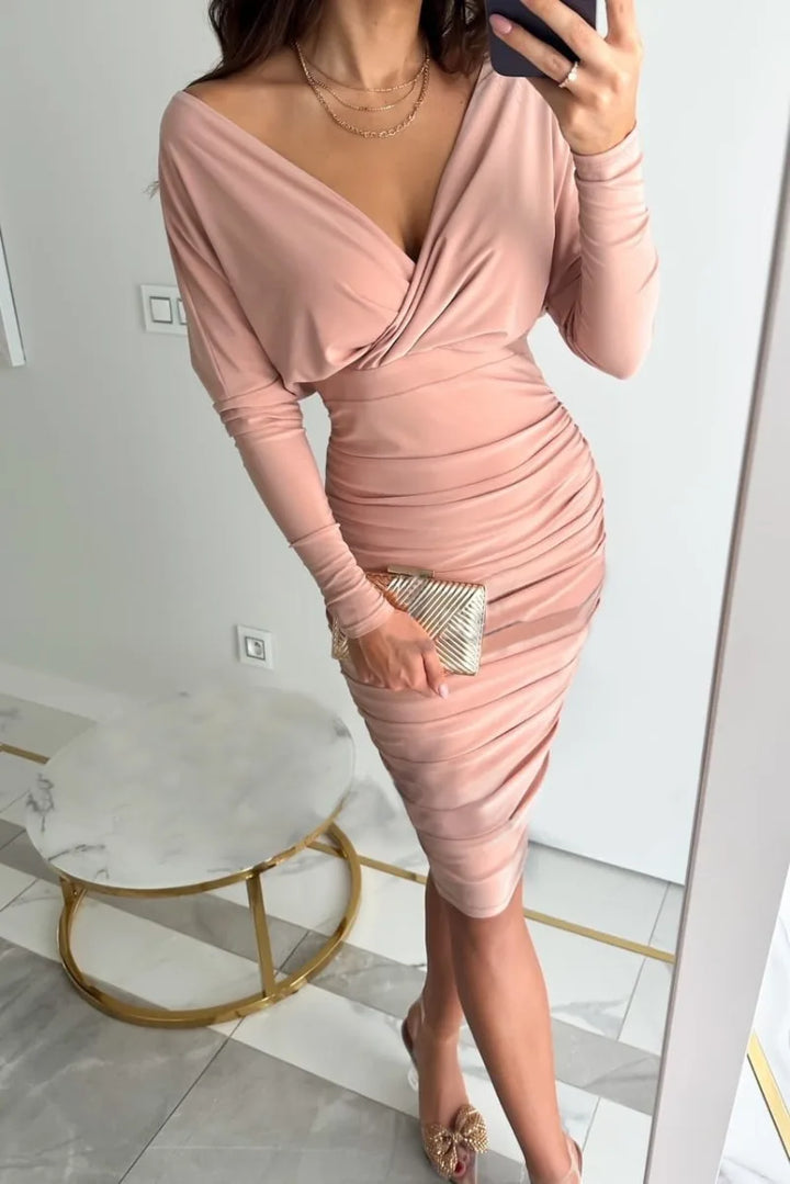 Echoarchiv | V-Ausschnitt Langärmelig Party-Kleid
