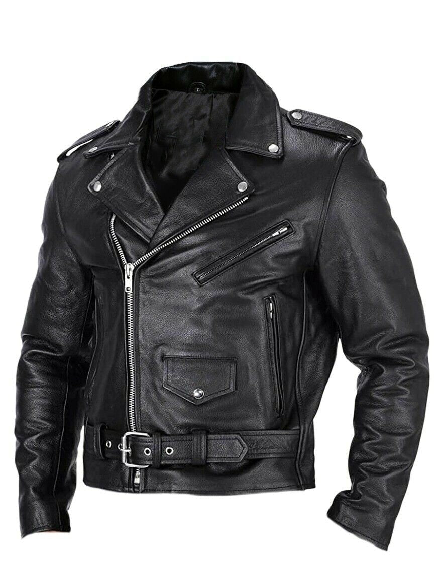 Echoarchiv | Lederjacke für Herren Slim Fit Stehkragen Winddichte Motorradjacke
