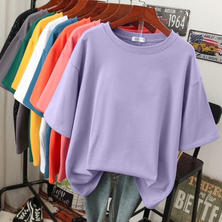 Echoarchiv | Oversized Baumwoll-Basic-T-Shirt für Damen