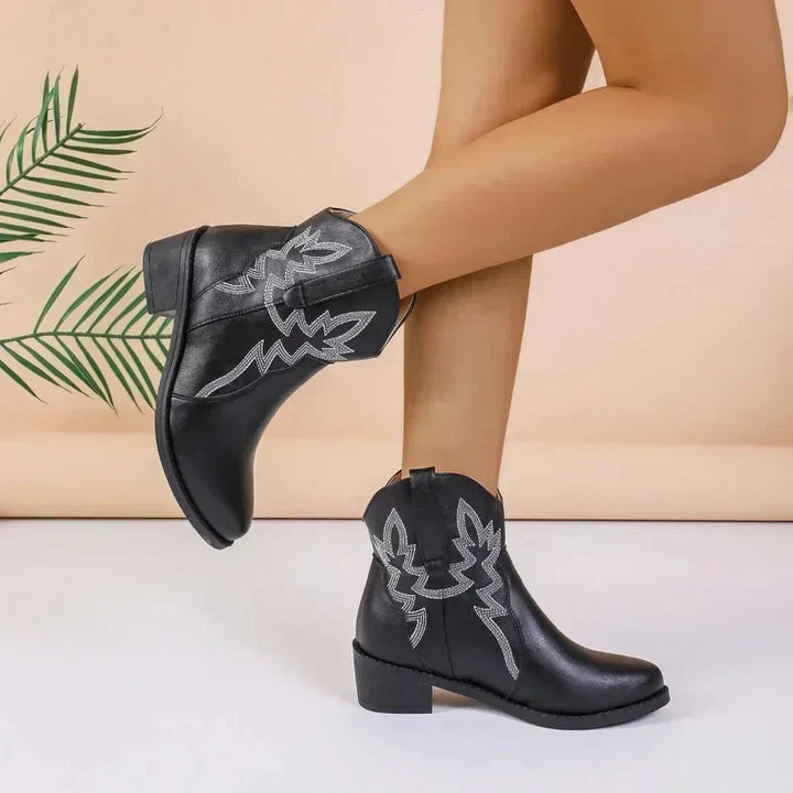 Echoarchiv - PU niedriger Absatz rutschfeste Damen Cowboystiefel