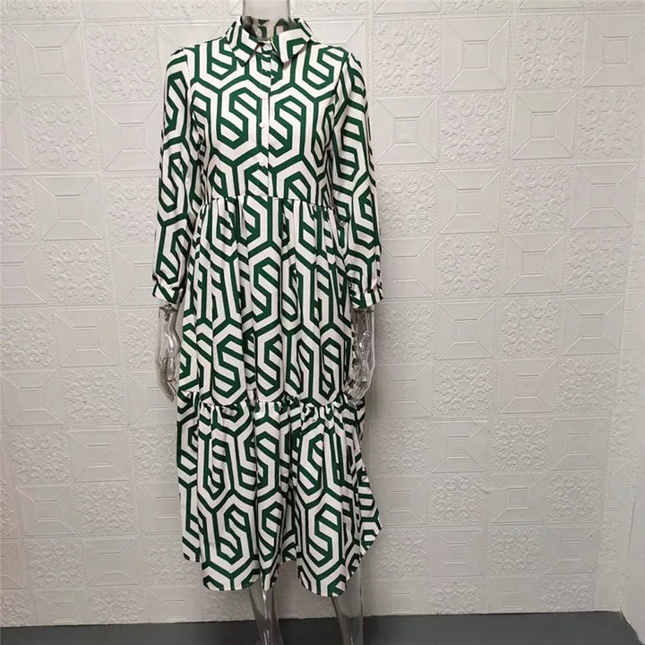 Echoarchiv | Langärmliges Kleid Mit Geometrischem Muster