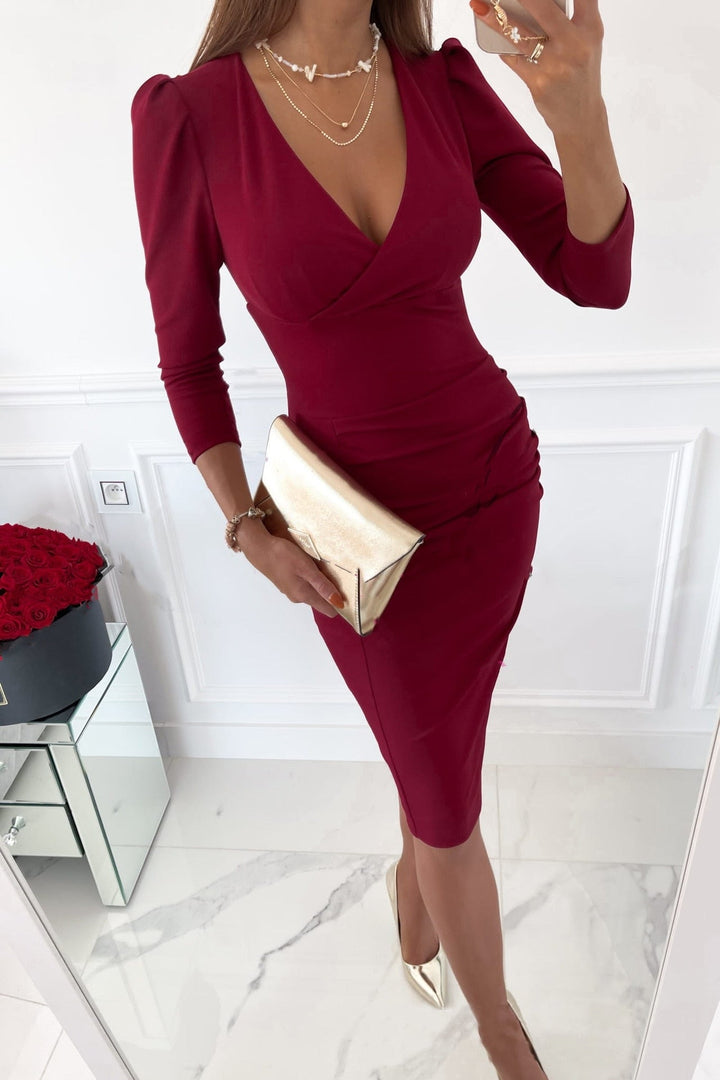 I Bodycon Kleid mit V-Ausschnitt Für Frauen – Élara