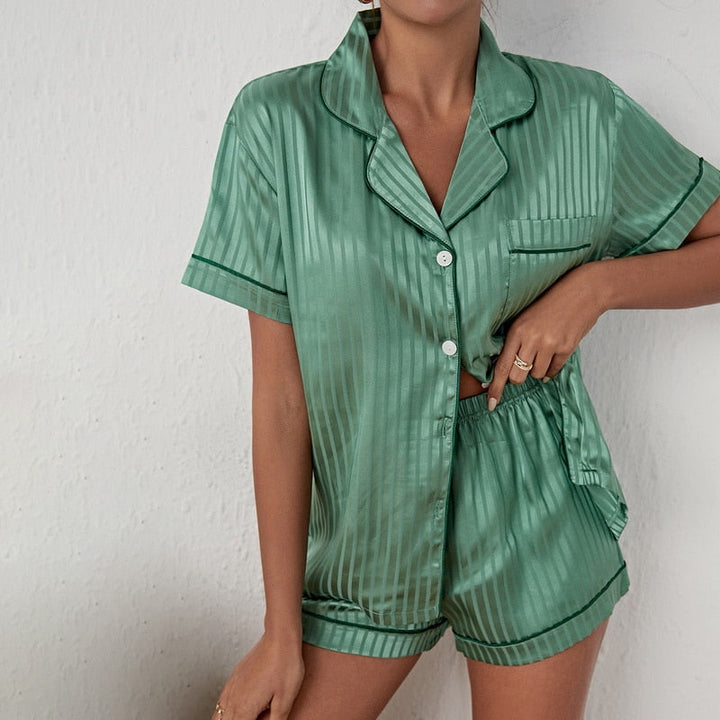 Echoarchiv | Satin Pyjama Set Für Damen Hausanzug