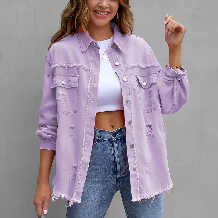 Echoarchiv | Zerrissenes Denim-Hemd mit Knopfleiste