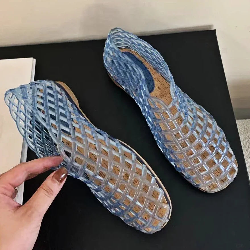 Echoarchiv | Sommer Jellies Schuhe Frauen Echoarchiv Transparent Mesh Hollow Out Strand Schuhe Damen Flache Sandalen Farbige Runde Zehen Jelly Sandalen