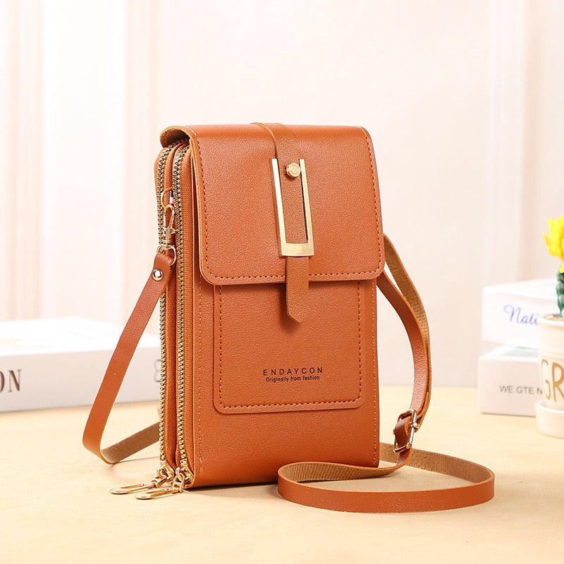 Echoarchiv | Leder Smartphone Clutch Damen Handtasche mit Touchscreen-Fenster