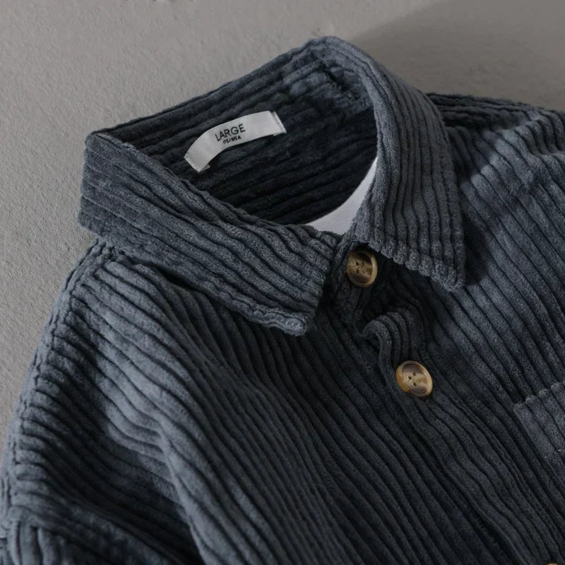 Herren Cord-Hemd Mit Knopfleiste – Orvano