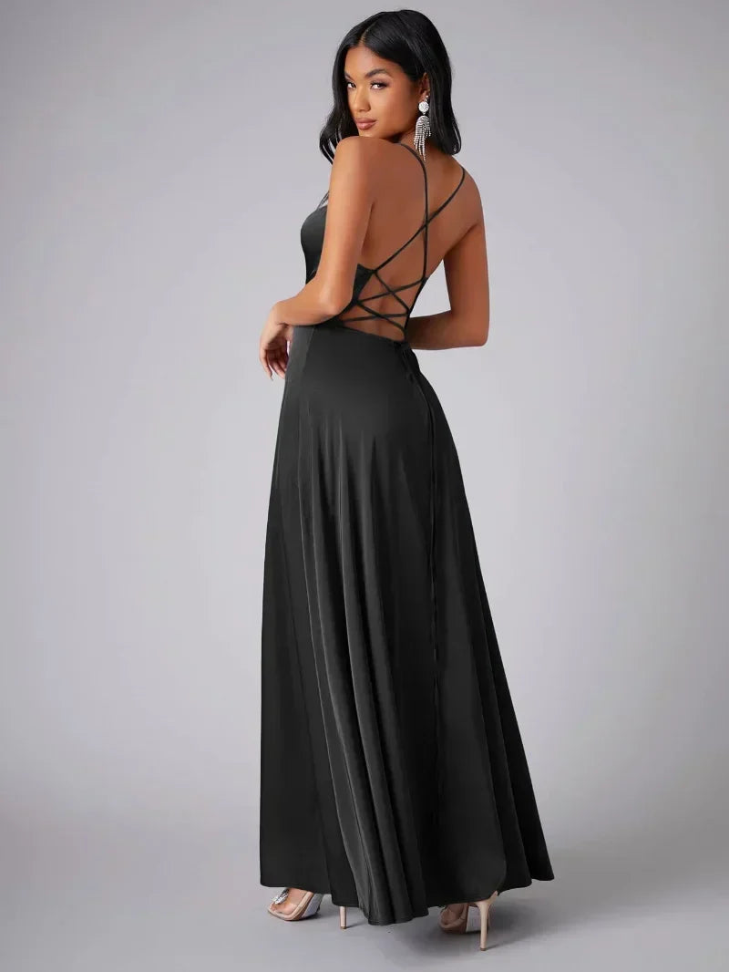 Echoarchiv | Seiden-Maxikleid mit Geflochtenem Rücken Kleid Dich für Formelle Anlässe Lucette