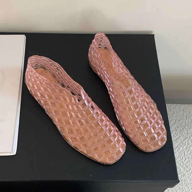 Echoarchiv | Sommer Jellies Schuhe Frauen Echoarchiv Transparent Mesh Hollow Out Strand Schuhe Damen Flache Sandalen Farbige Runde Zehen Jelly Sandalen