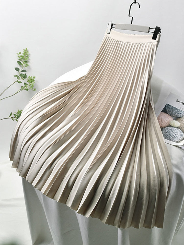 Echoarchiv | Markendesigner Damen Eleganter Schicker Solider Plisseerock Hohe Taille Luxusmode