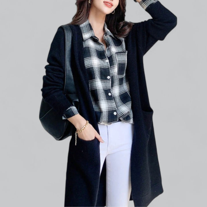 Echoarchiv | Klassischer Langer Cashmere Strickjacke für Frauen