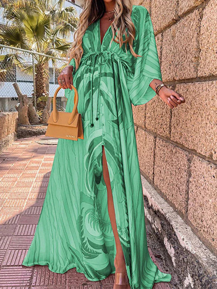 Echoarchiv | Elegnat Bedrucktes Beach Cover Up Kleid