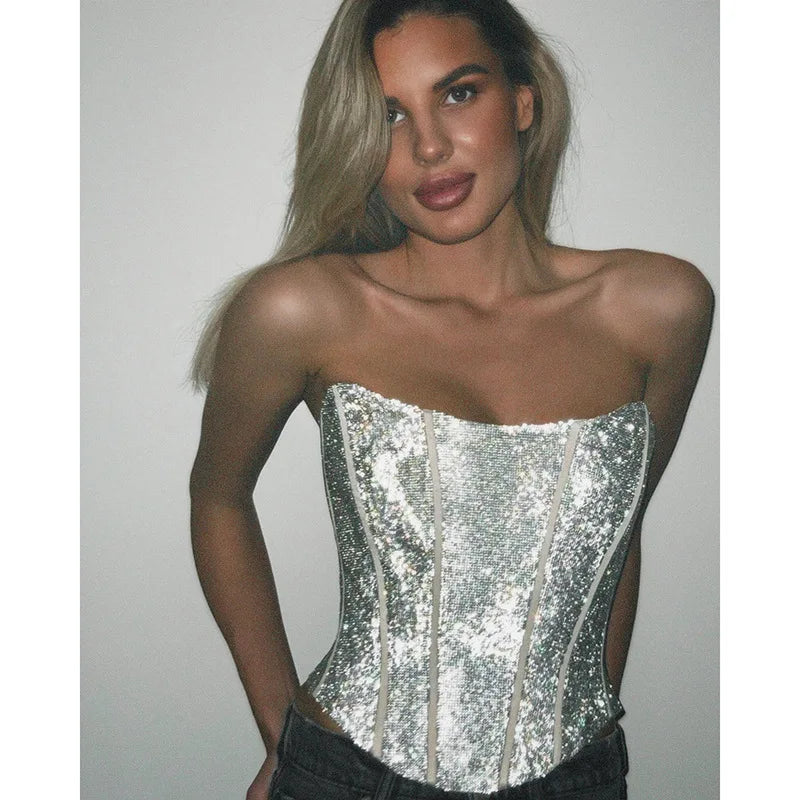 Korsett Strapless Glitzer Top – Avérine