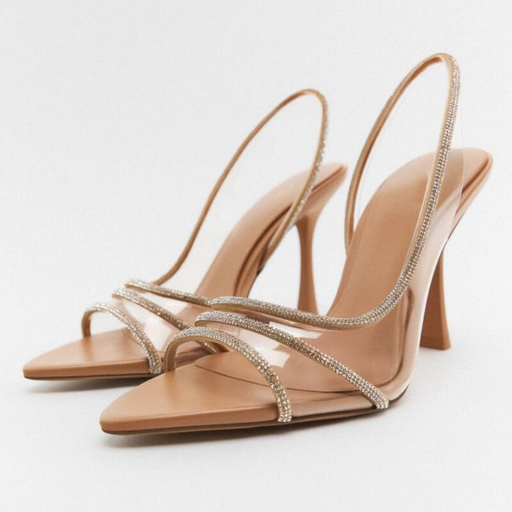 Echoarchiv | Elegante High-Heeled Sandalen - Stiletto Slingback Peep Toe Schuhe