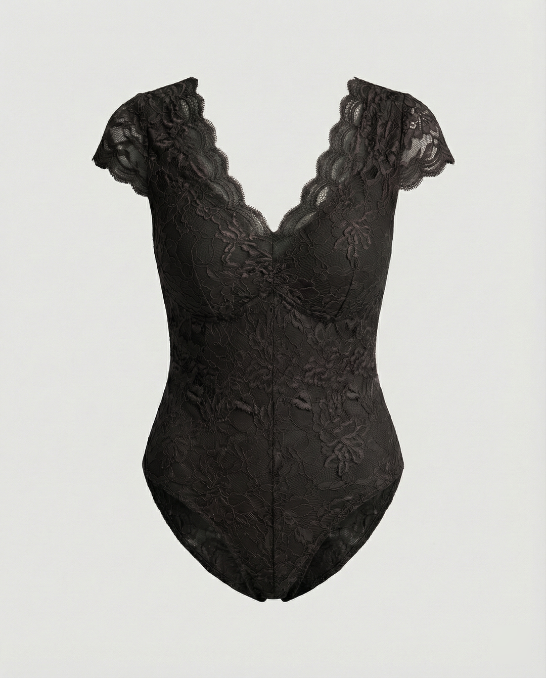 Elegante Body Suit mit Spitzenärmeln und V-Ausschnitt – Bodéline