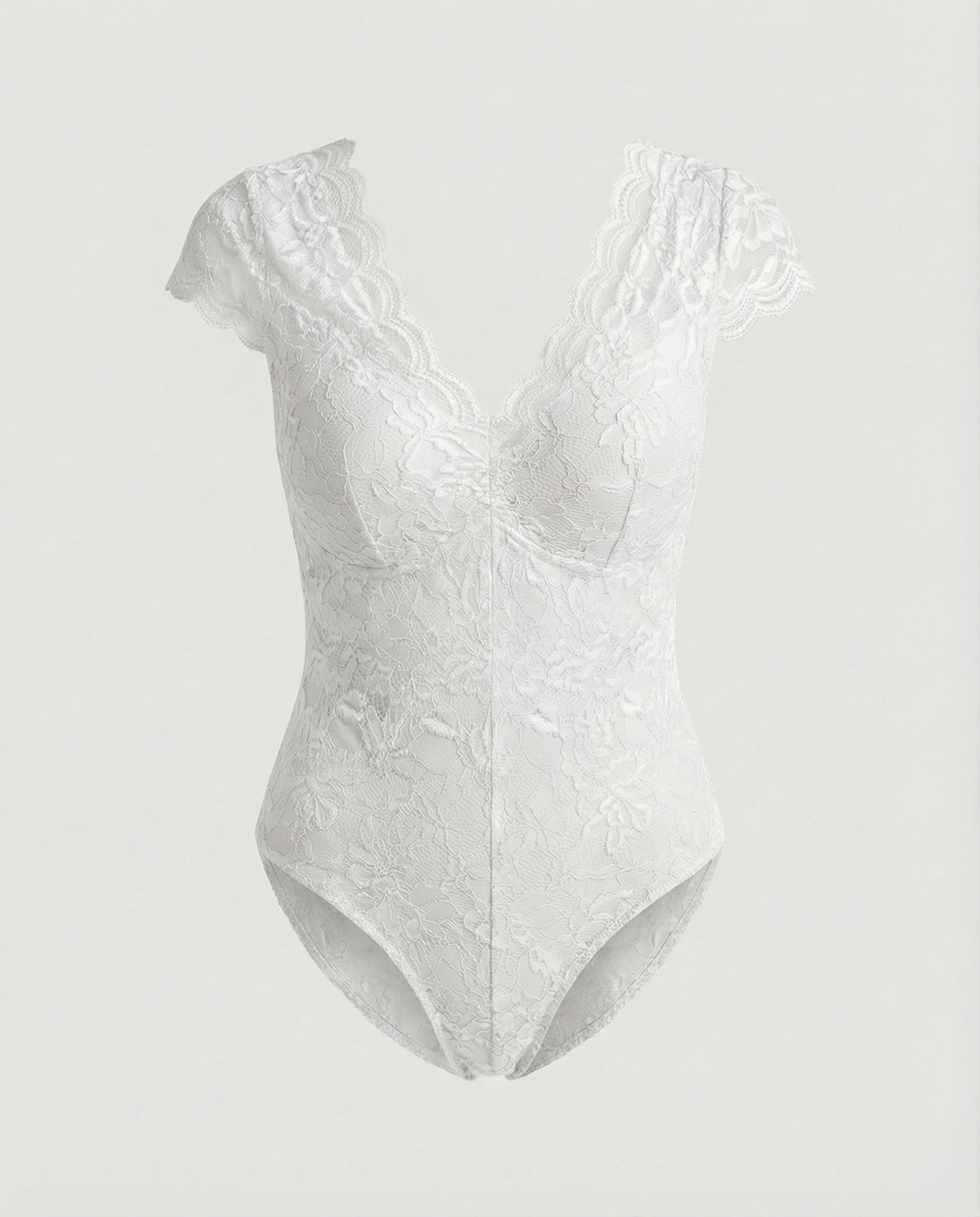 Elegante Body Suit mit Spitzenärmeln und V-Ausschnitt – Bodéline