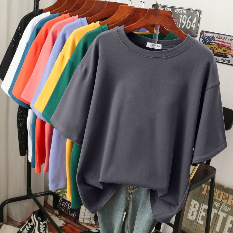 Echoarchiv | Oversized Baumwoll-Basic-T-Shirt für Damen