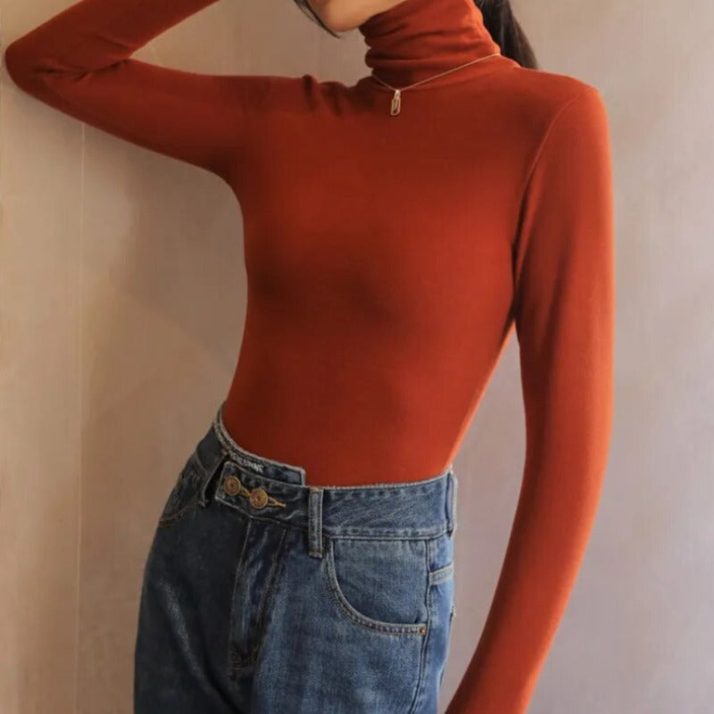 Echoarchiv - Samt Rollkragenpullover für Frauen