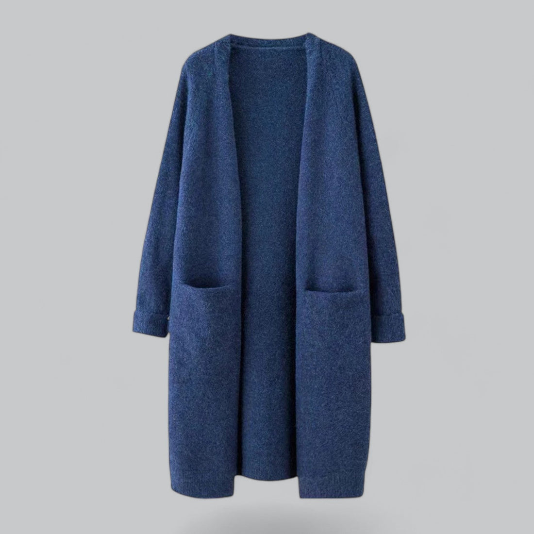 Klassischer Langer Cashmere Strickjacke für Frauen – Veloura