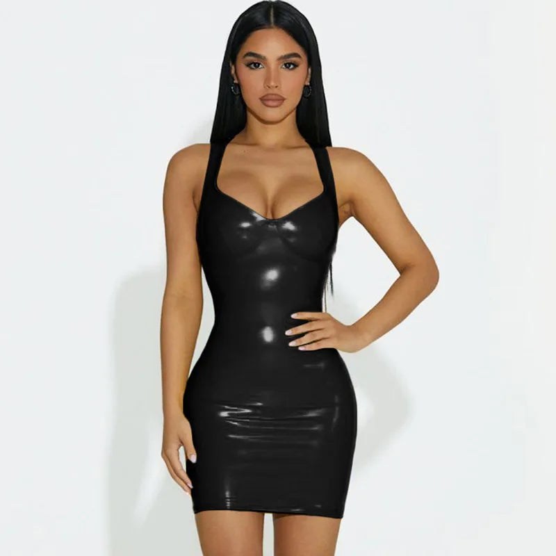 Echoarchiv | Latex Kleid mit Verstellbaren Trägern