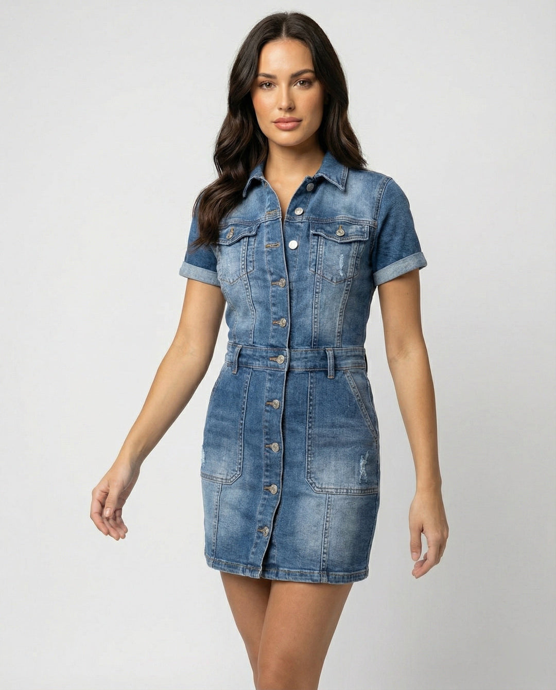 Ulrike Einreihiges Denim-Kleid – Lunéa
