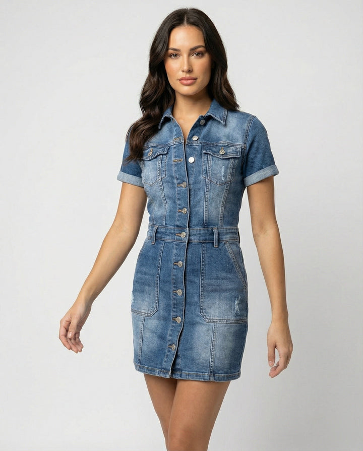 Ulrike Einreihiges Denim-Kleid – Lunéa