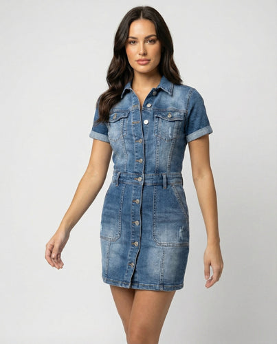 Ulrike Einreihiges Denim-Kleid – Lunéa