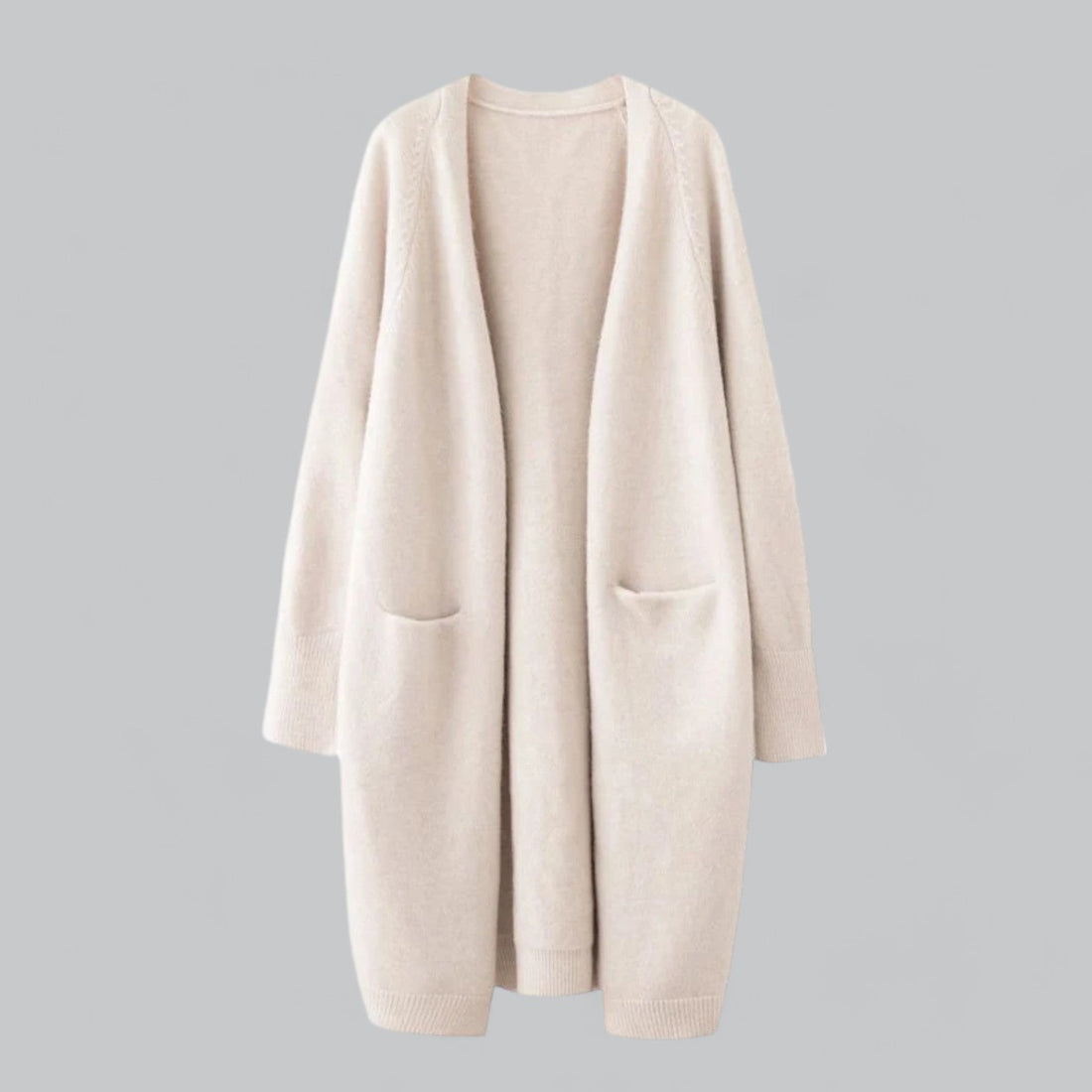 Klassischer Langer Cashmere Strickjacke für Frauen – Veloura