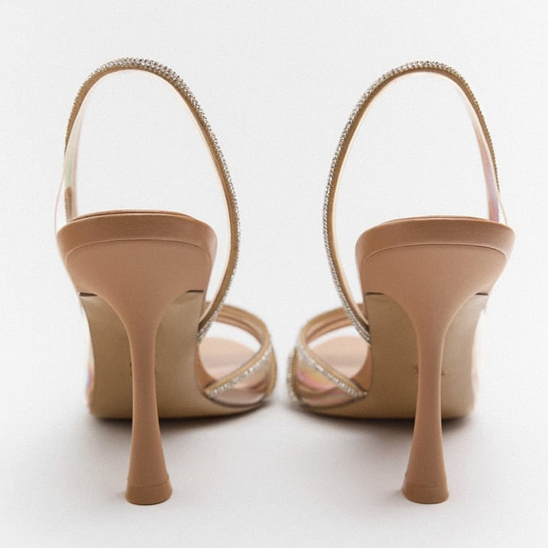 Echoarchiv | Elegante High-Heeled Sandalen - Stiletto Slingback Peep Toe Schuhe