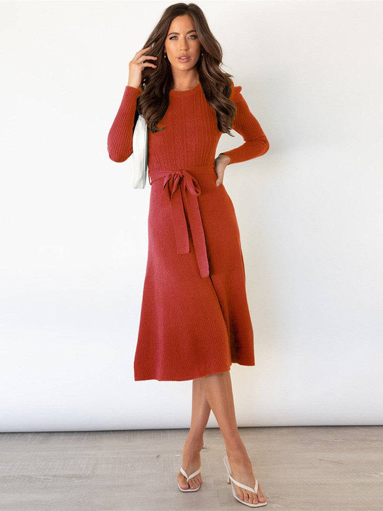 Strickkleid mit langen Ärmeln - 2024 Neuer Trend – Valéora