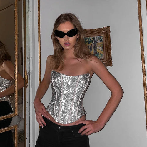 Korsett Strapless Glitzer Top – Avérine