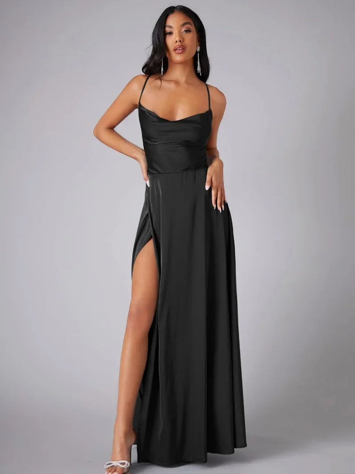 Echoarchiv | Seiden-Maxikleid mit Geflochtenem Rücken Kleid Dich für Formelle Anlässe Lucette