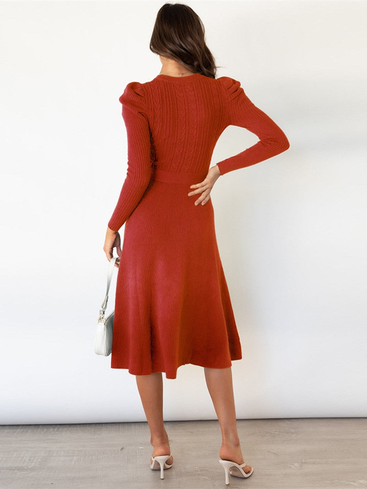 Strickkleid mit langen Ärmeln - 2024 Neuer Trend – Valéora