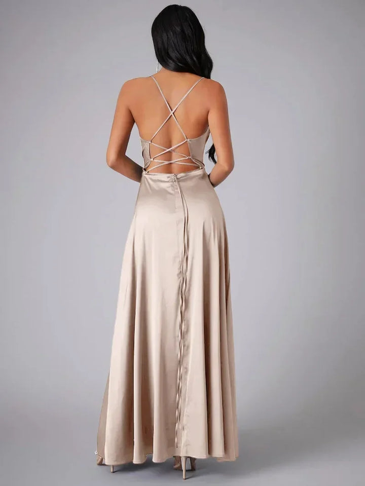 Echoarchiv | Seiden-Maxikleid mit Geflochtenem Rücken Kleid Dich für Formelle Anlässe Lucette
