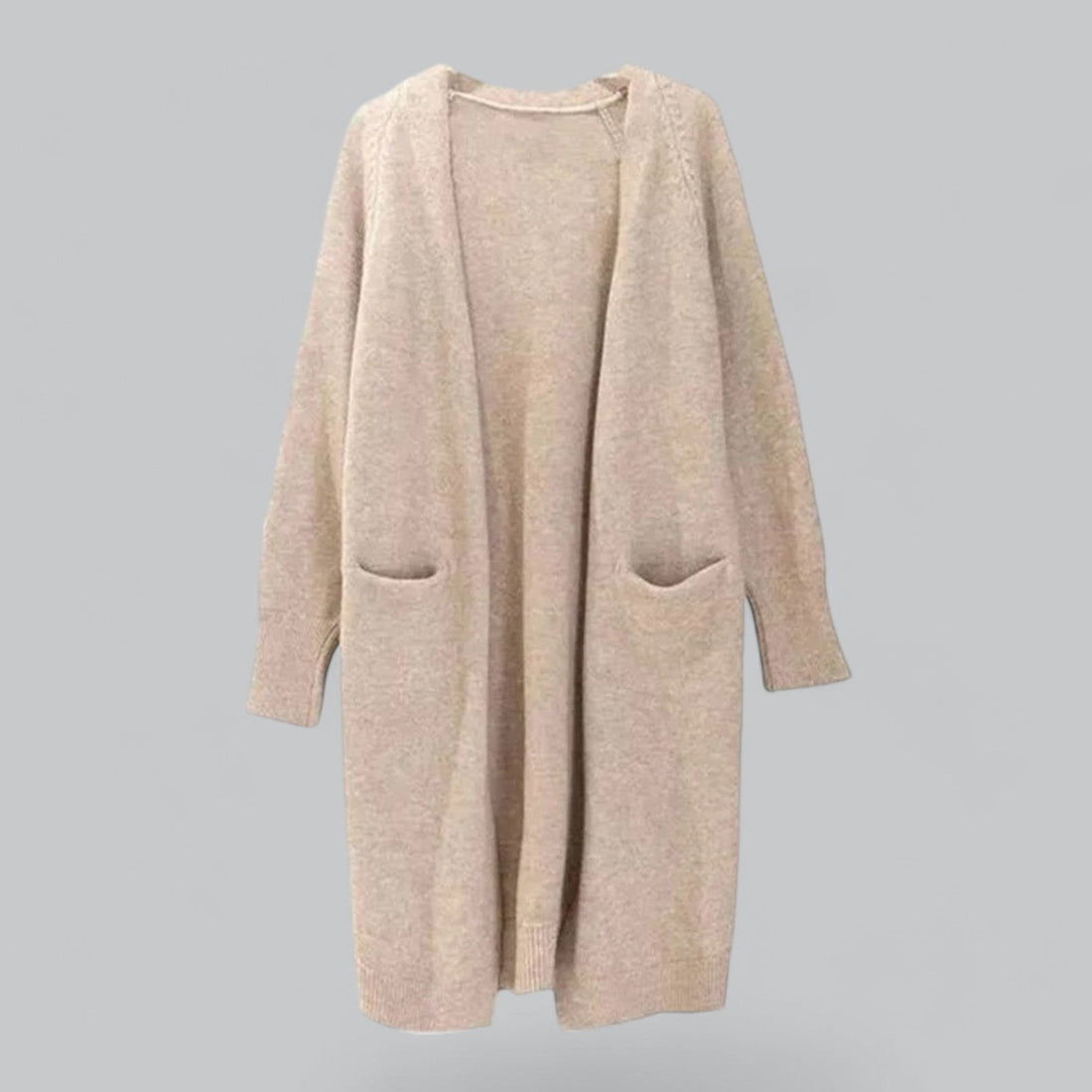 Klassischer Langer Cashmere Strickjacke für Frauen – Veloura